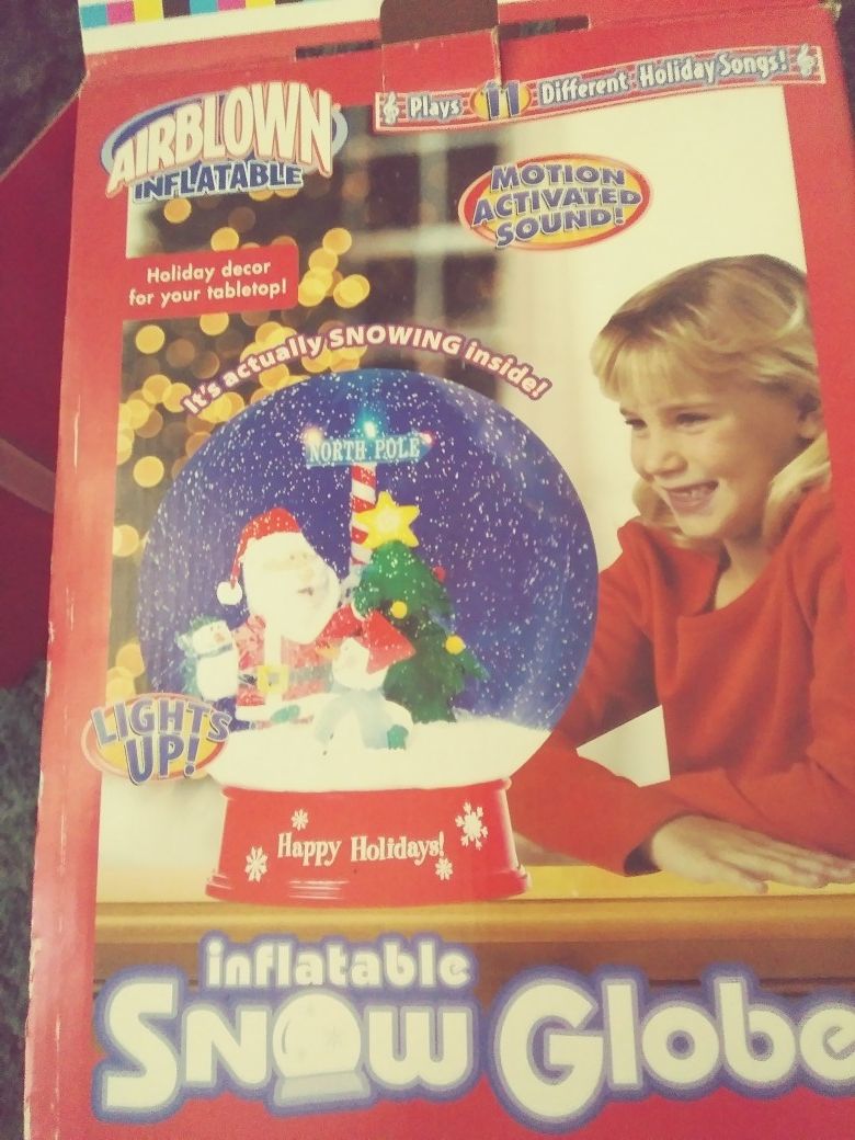 Gemmy table top Inflatable snow globe with motion activated music
