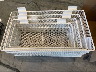 New 4-piece White Slatwall Basket Set ventilated metal
