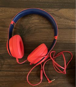 Red and Blue Beats Wired Headphones