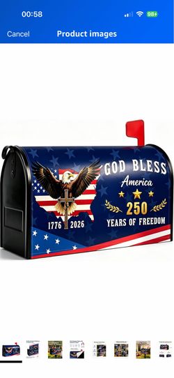 USA 250th Anniversary Mailbox Covers Magnetic Standard Size, 4th of July Independence Day Patriotic Mailbox Wrap with Eagle Cross and American Map, Go