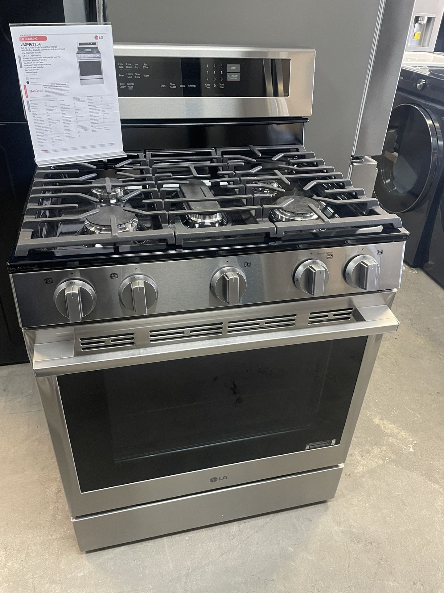 LG 30” InstaView Freestanding Gas Range With Air Fry In Stainless Steel
