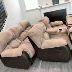 3 Seater Recliner Plus 2 Seater Recliner With Cupholders 