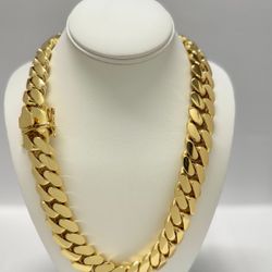 22mm 24" 580g Handmade Miami Cuban Link Chain HEAVY - 14k Gold Plated