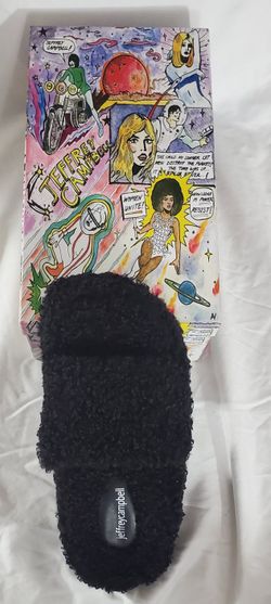 Jeffrey Campbell Goodnight Black Faix Fur Slippers  Size 10