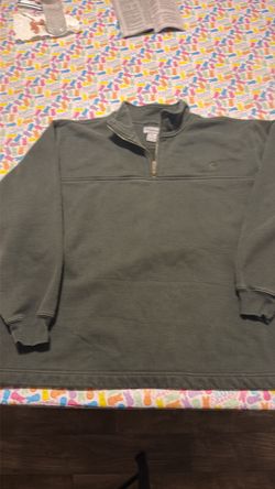 Carhartt Men's Quarter Zip Fleece Pullover in olive green