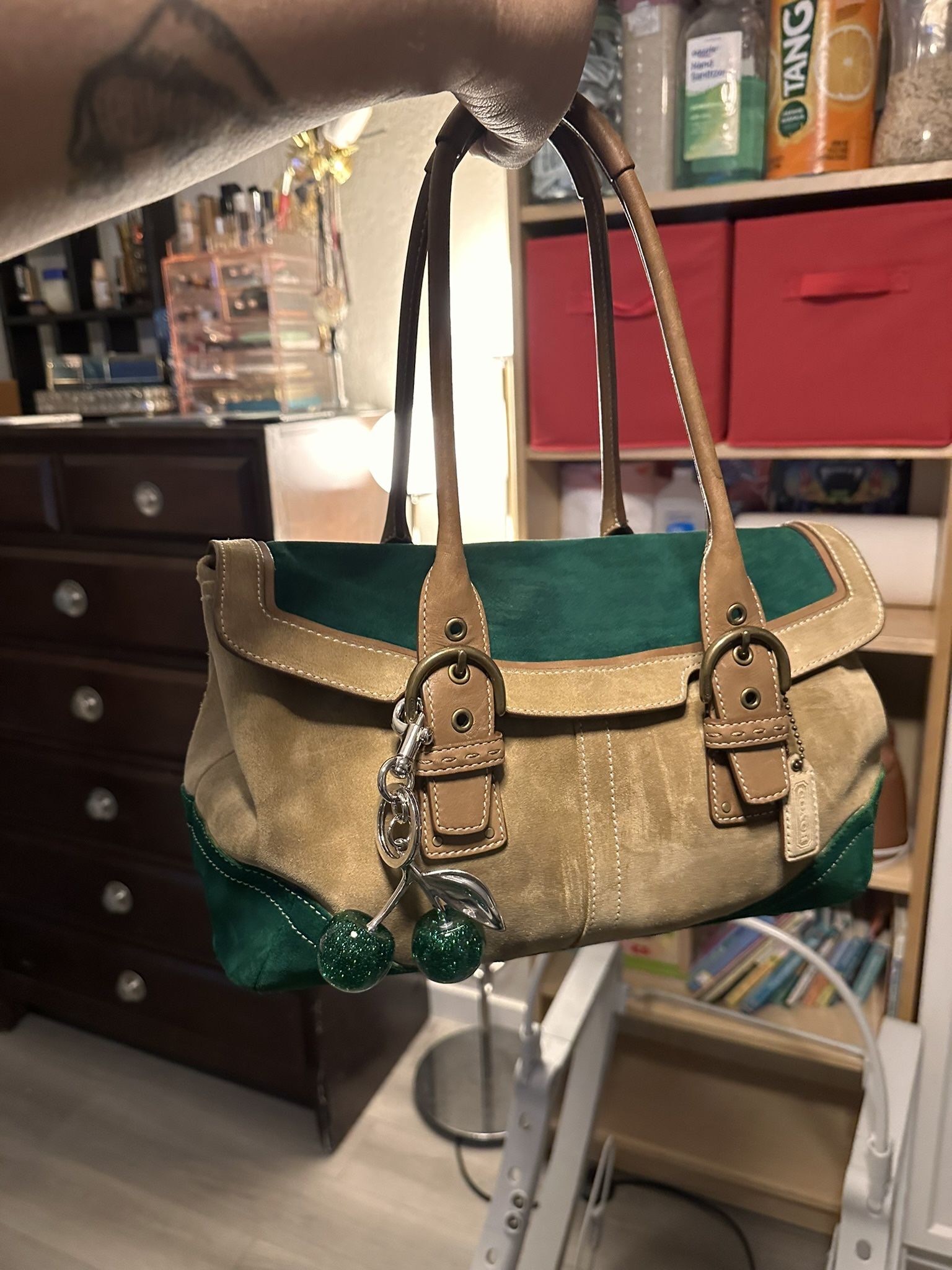 Suede Coach Bag
