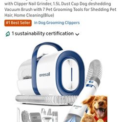 New Open Box oneisall Dog Grooming Vacuum, Pet Grooming Vacuum with Clipper Nail Grinder, 1.5L Dust Cup Dog deshedding Vacuum Brush with 7 Pet Groomin