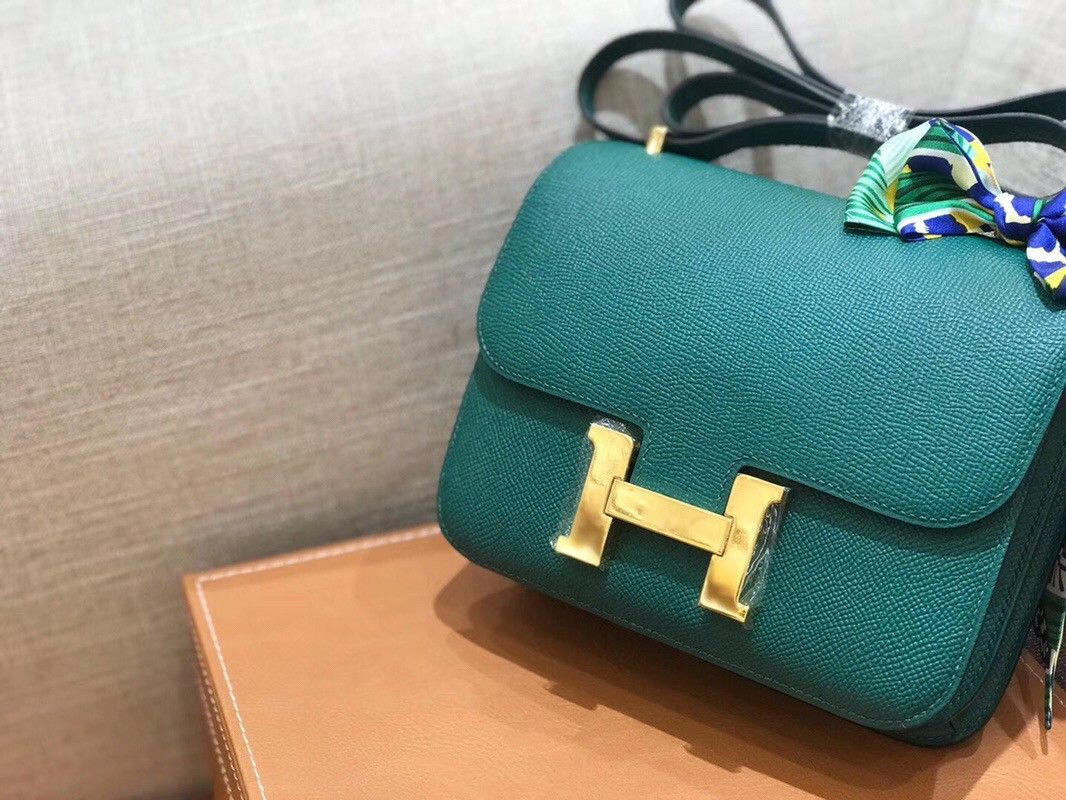 Hermes Constance 18cm Mini Green Malachite Epsom Bag Gold HW 2017