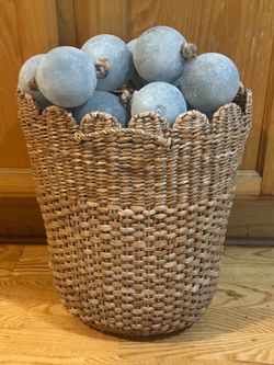 Large Woven Wicker Basket with Faux Water Hyacinth - 20"H x 13"W