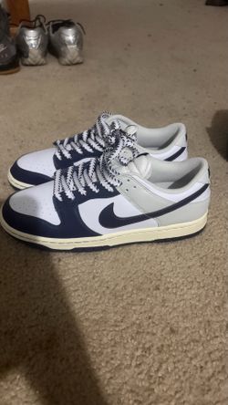 navy blue and white dunk