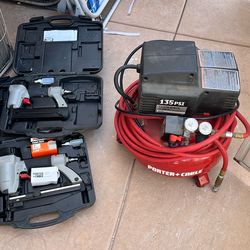 135 PSI compressor and two nail guns
