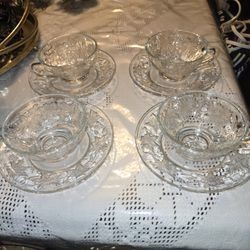 Juego De 4 Tazitas Y 4.Platitos De Te Princess House Fantacia Antiguo 