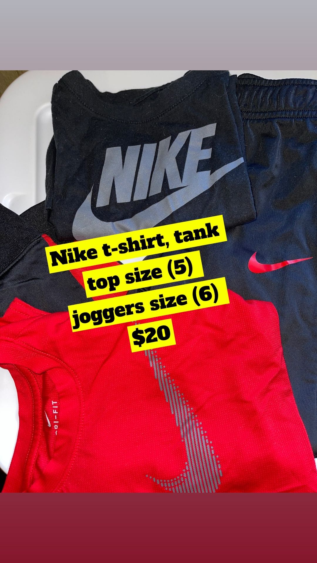 Nike 3 Piece Tank,T-Shirt And Joggers $20
