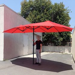 (NEW) $95 Large 15 FT Double Sided Umbrella Outdoor Patio Garden Yard (Weight base not included) 
