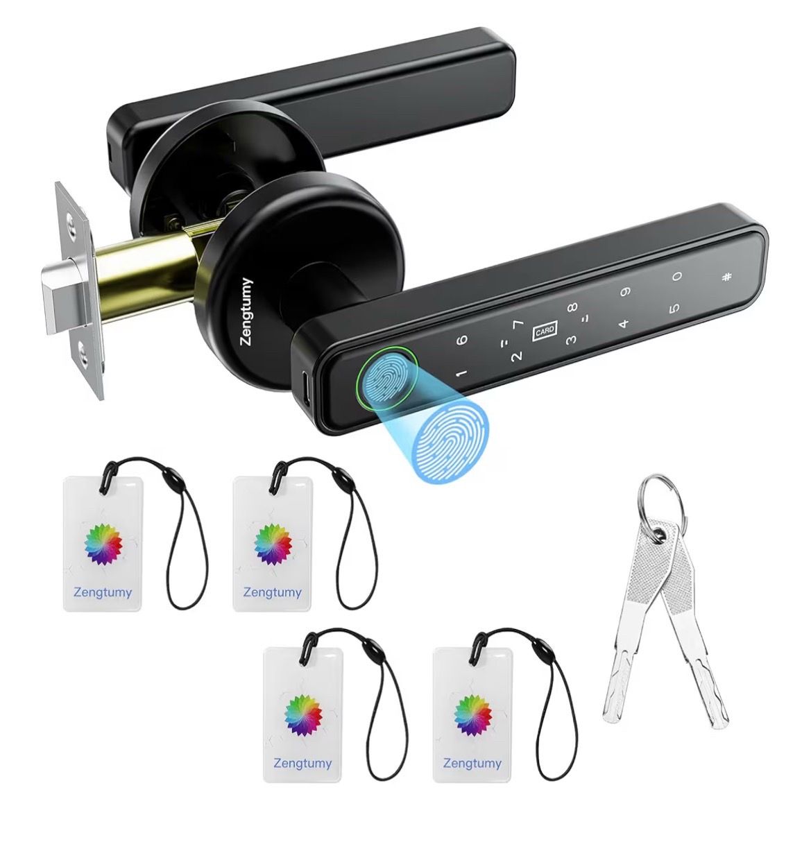 Fingerprint Door Lock, Door Locks for Bedrooms, Biometric Door Lock with Fingerprint/Password/Key/IC Card-Smart Door Lock for Home, Hotel, Office, Apa