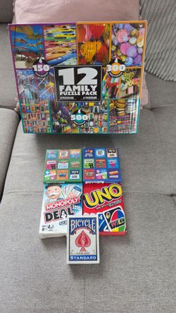 Family Game Night Bundle - Puzzles, Card Games, Party Games