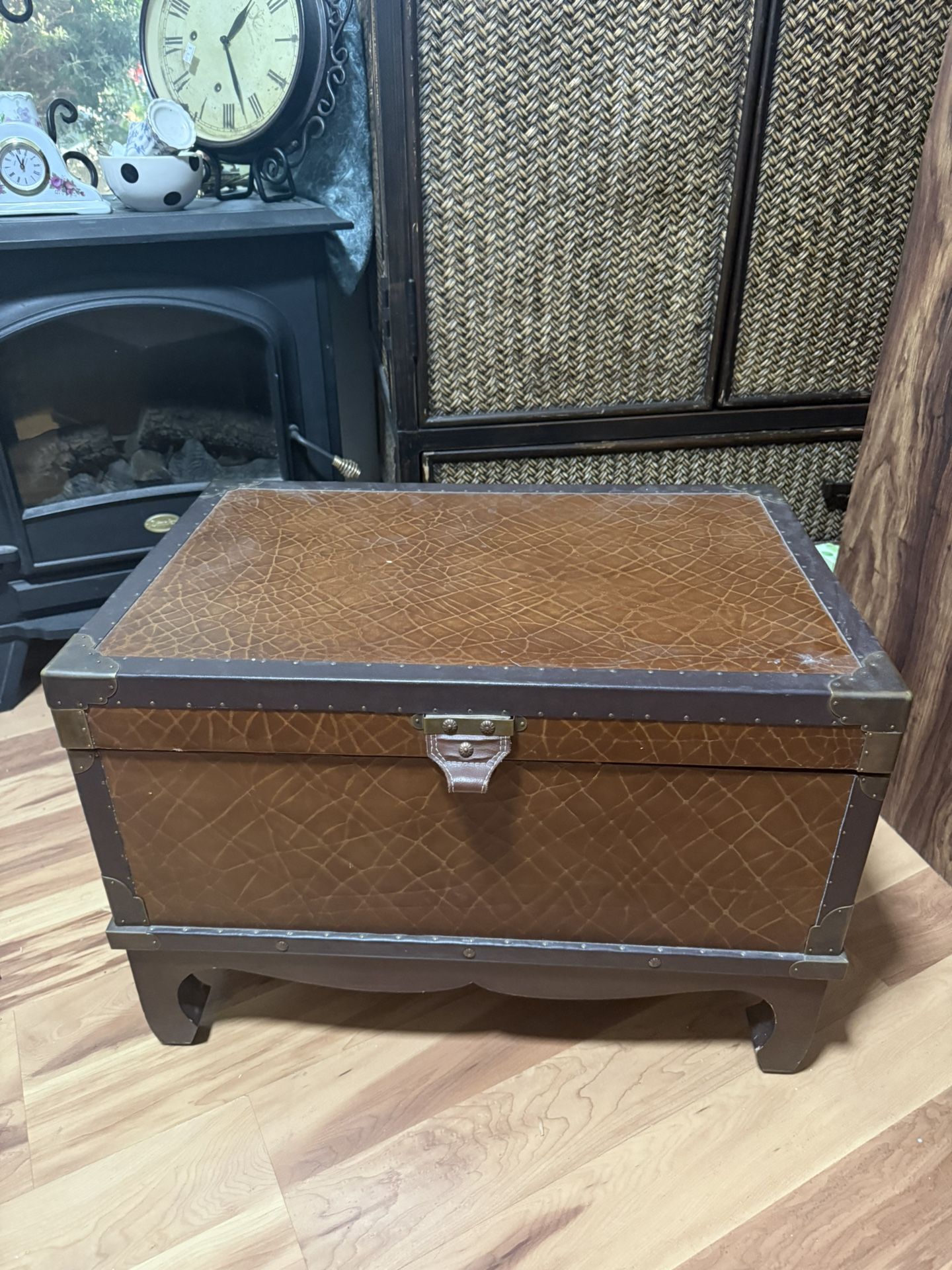 1960s Vintage Brass Covered Storage Chest