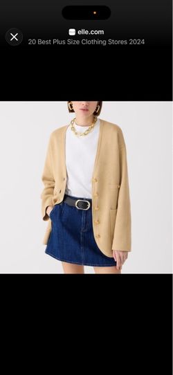 New sweater Tan Knit Cardigan with Gold Buttons medium large $49