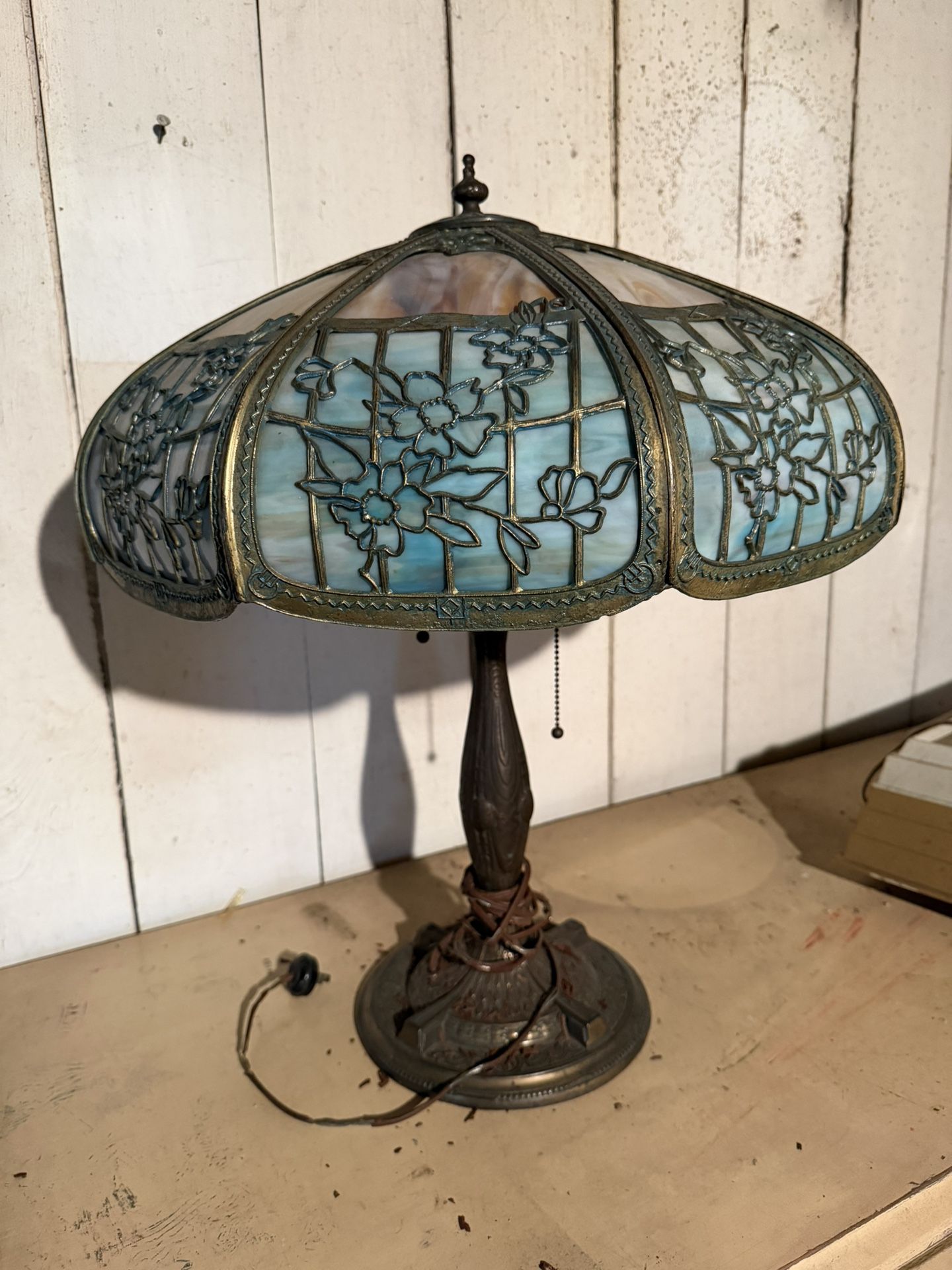 Antique Slag Glass Lamp