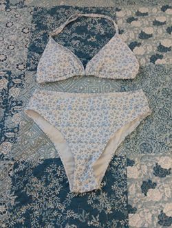 💙 Blue Floral Bikini Set + Matching Wrap Cover-Up 💙