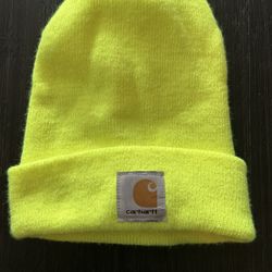 Neon yellow Carhartt beanie one size 
