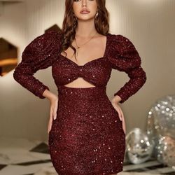 Cut Out Sequin Bodycon Dress
