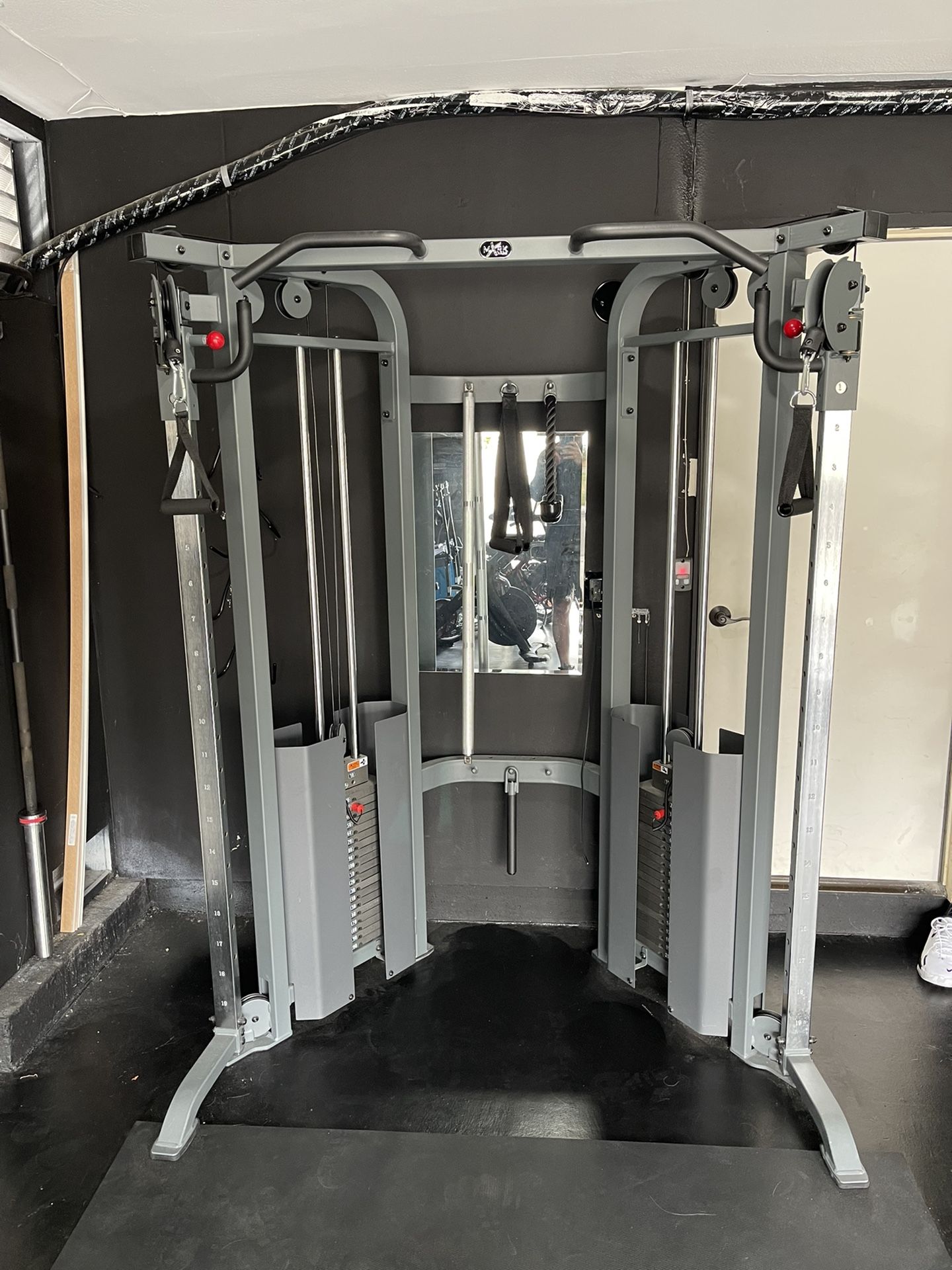 XMARK Functional Trainer Cable Machine with Dual 200 lb Weight Stacks, 19 Adjustments, and Accessory Package