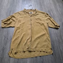 Tommy Bahama Shirt Mens Extra Large Yellow Hula Dancer Hawaiian Silk Button Up