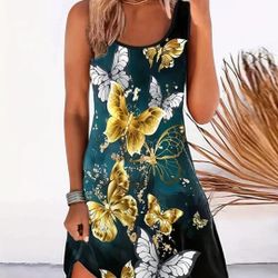 Women's Size XXL (14) Butterfly Print Dress 