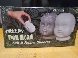 Creepy Doll Head Salt & Pepper shakers