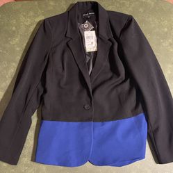 Black Rainn Womens Blazer Black & Blue Sz Large-New