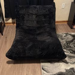 Adult Bean Bag Chair - Black Plush