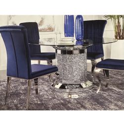 Beautiful Standard Height 5 Piece Dining Set You Can Choose From Black Velvet Grey Velvet Blue Velvet And Navy Velvet Chrome Chairs Firm Price $1,430