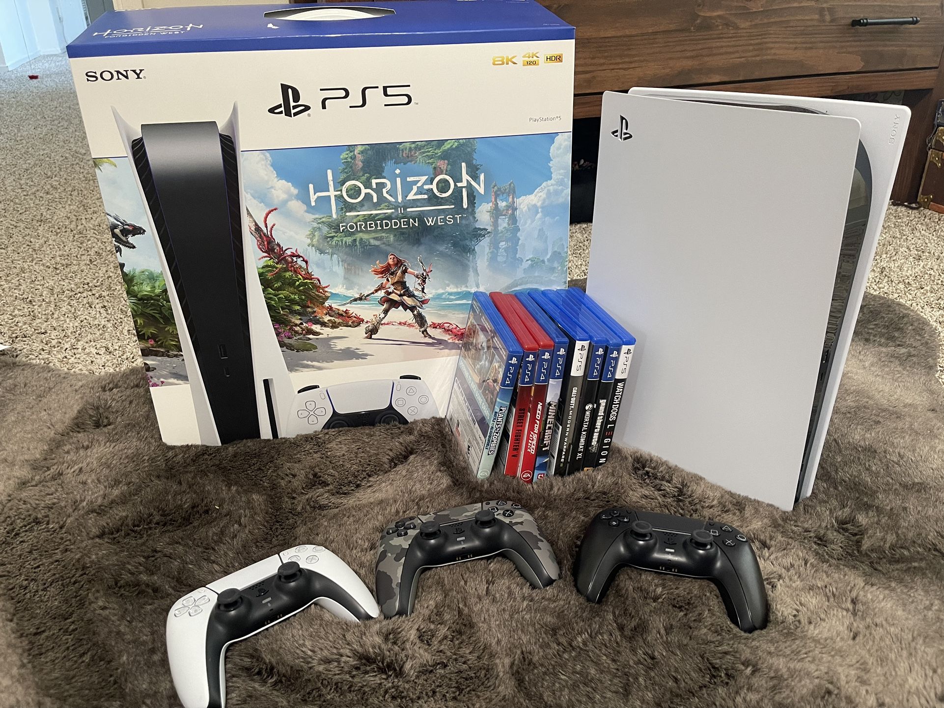 PS5 With Box, Controllers And Games