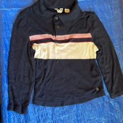 Long Sleeve Blouse, Soft,stretchy, Navy Blue,pink,burgundy And White Stripes.  Gold Copper Like Color Buttons.  