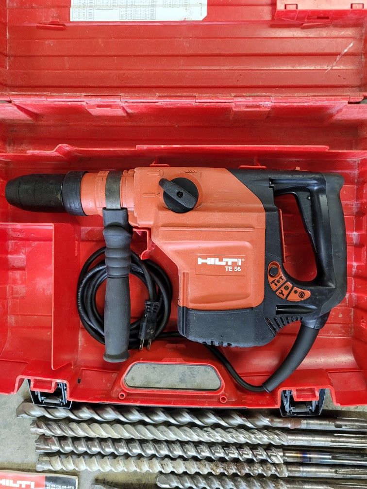 Hilti TE56 Rotary Chipping Hammer Drill SDS, With Drill Bits, Chipping