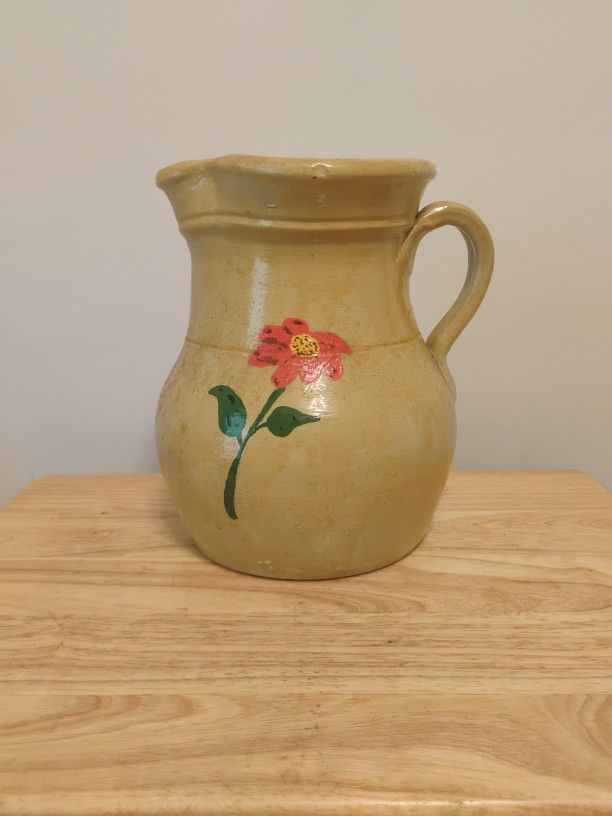 Antique Very Old Painted Handcrafted Milk Jug