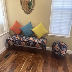 Entryway Bench + Storage Ottoman (Like New – With Receipt)