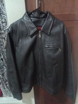 Black Leather Zip-Up Jacket
