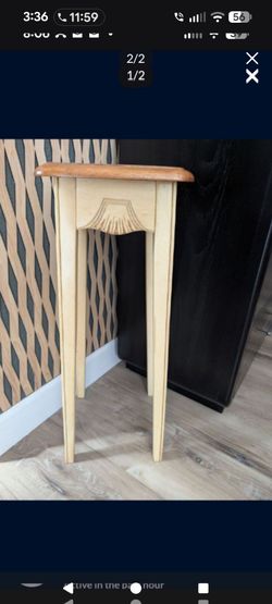 Tall Wooden Pedestal Plant Stand / Side Table