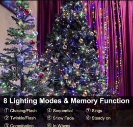 Waterproof LED Outdoor Christmas String Lights, 96Ft 300 LED 9 Modes Color Changing Indoor & Outside Fairy Light