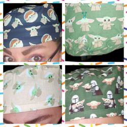Baby Yoda Scrub Caps 
