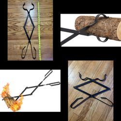 Campfire Fireplace Fire LOG GRIP  CAMPING TOOL OUTDOOR FIRE TOOL Used!!