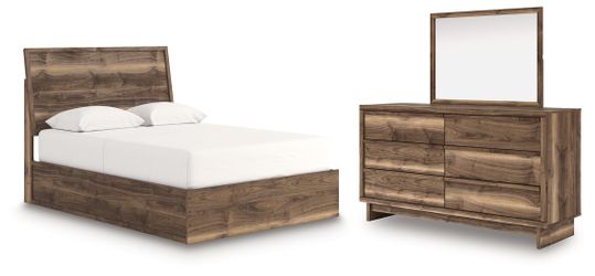 Chirason Brown Queen Panel Bed, Dresser and Mirror (Online Special Price)