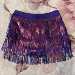 SHEIN Purple Sequin Fringe Skirt Shorts - Size Medium