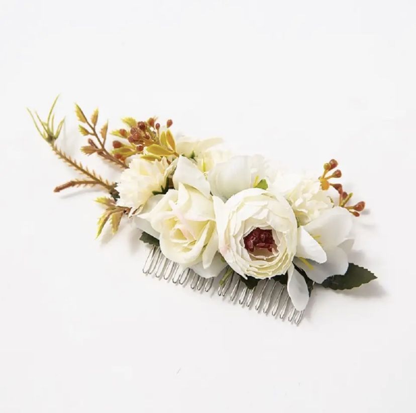 Flower Hair Comb Elegant Bridal Crystal Hair Ornaments Rustic Wedding Floral Women Flower Leaf Hair Comb Brides Hair Accessories  Message me if you ar