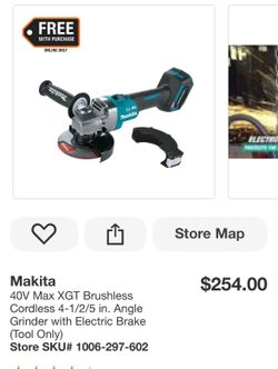 Makita 40V Max XGT Brushless Cordless 4-1/2/5 in. Angle Grinder with Electric Brake