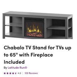 TV Stand for TVs Up To 65” With Fireplace Included