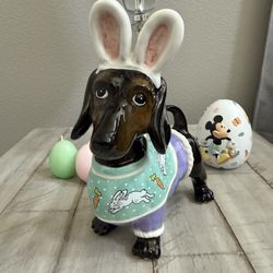 New Blue Sky Easter Dachshund Dog Bunny Figurine 