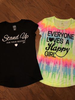 2 sz 14 JUSTICE Girls Tees w/ Graphics
